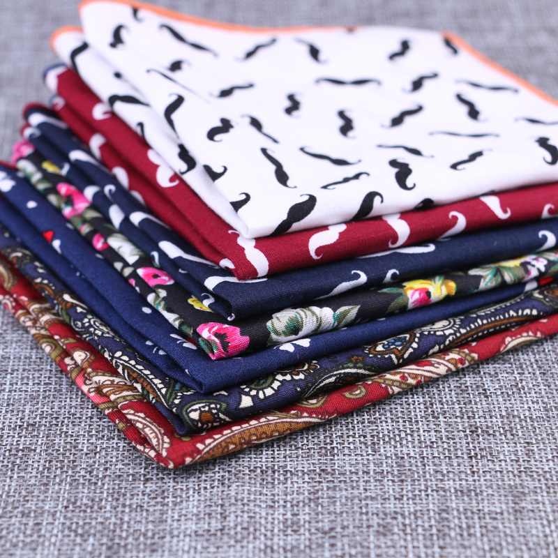 Handkerchief Cotton Men - Moda algodão bolso quadrado flor barba