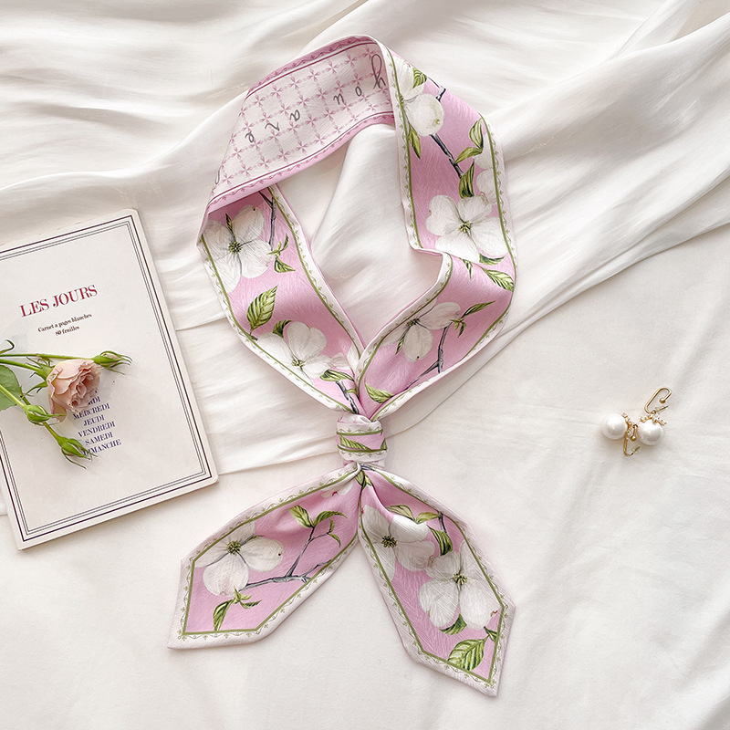 Silk Neck Scarf - Lenço Longo de Seda Coreana para