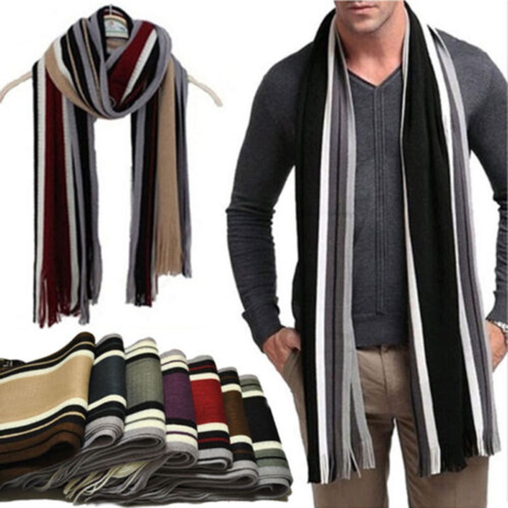 Cachecol listrado masculino de - Muffler Men Wool avaliação e preço