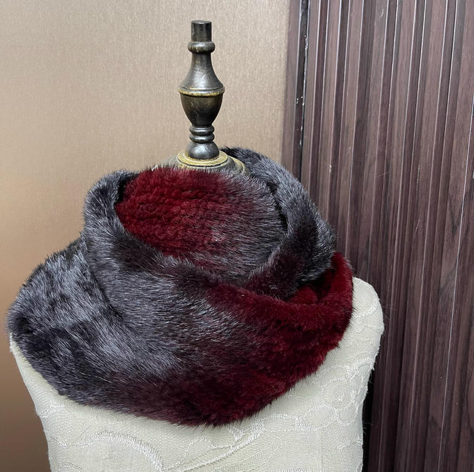 Lenço de pele de vison genuíno - Infinity Scarf Knit avaliação e preço