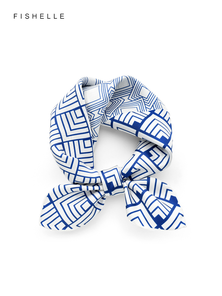 Lenço de seda estampado geomét - Scarf Silk Square avaliação e preço