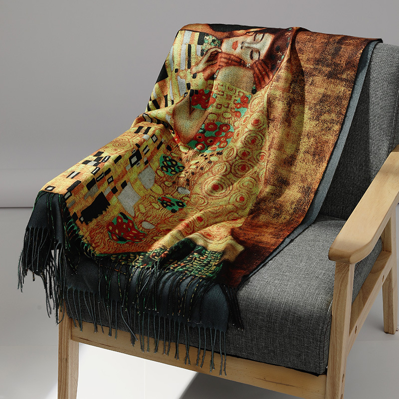 Marca de luxo pintura a óleo c - Woven Scarf Blanket avaliação e preço