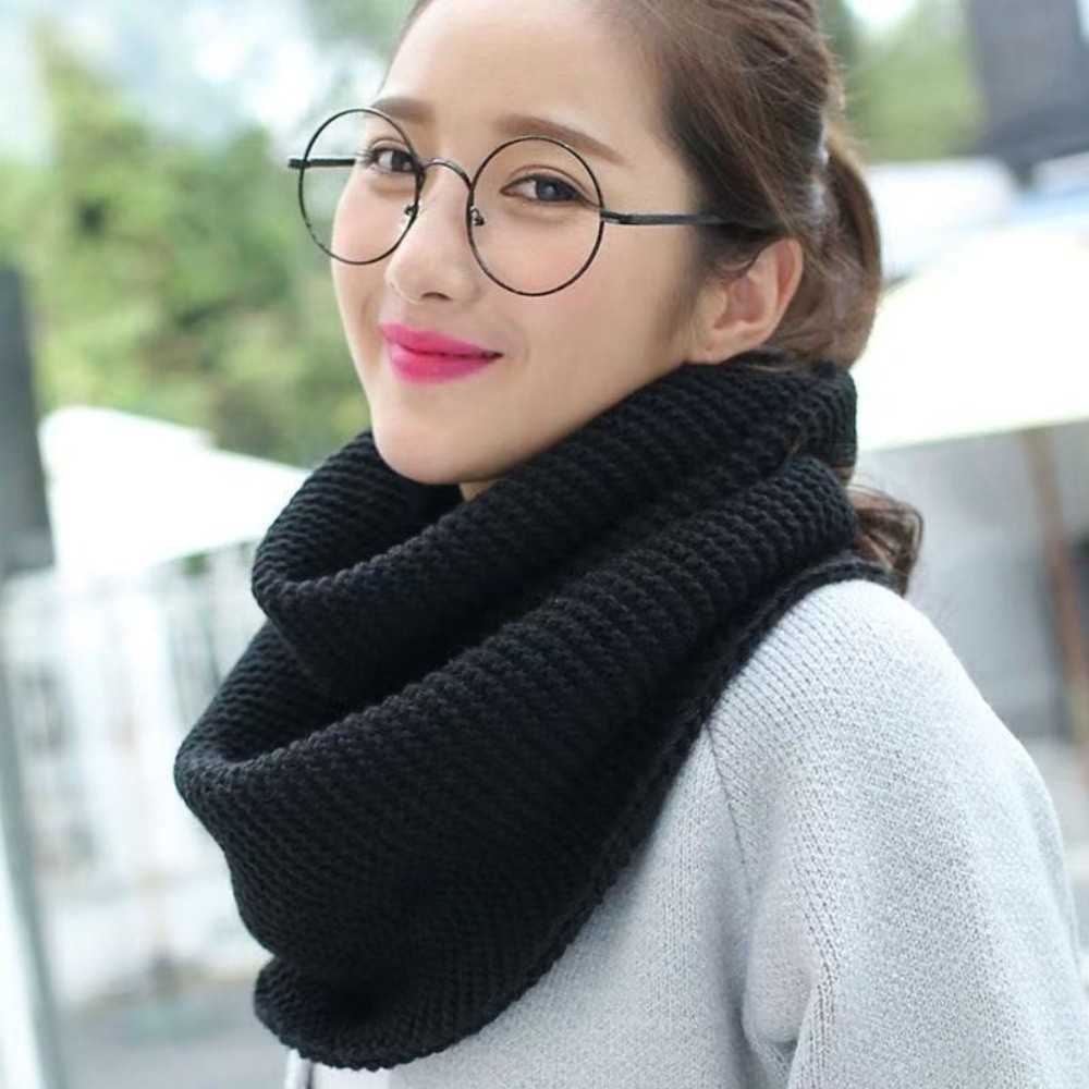 Cachecol de Cor Sólida com Pad - Infinity Scarf Knit avaliação e preço