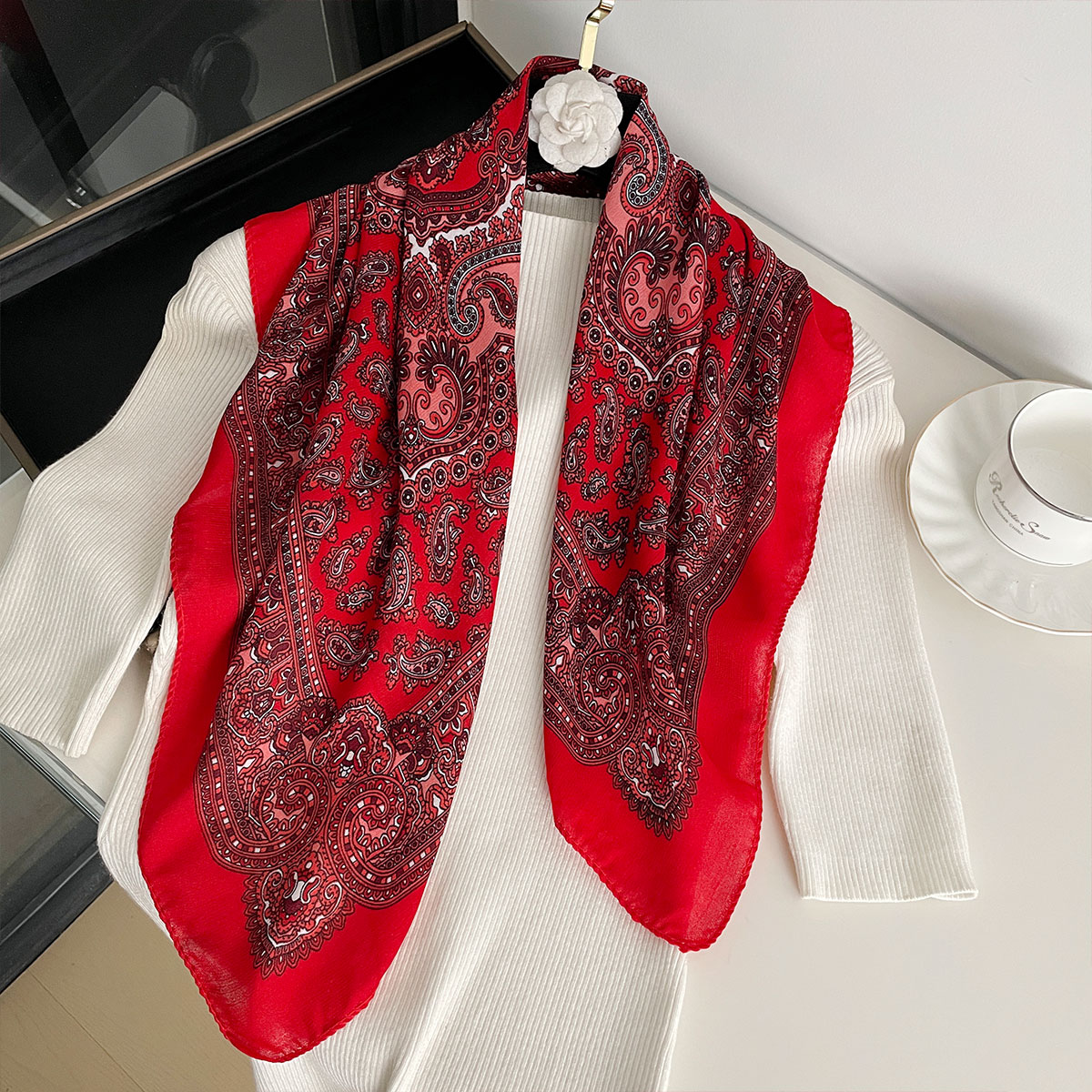 Nova moda 70x70cm cachecol fem - Bandana Cotton avaliação e preço
